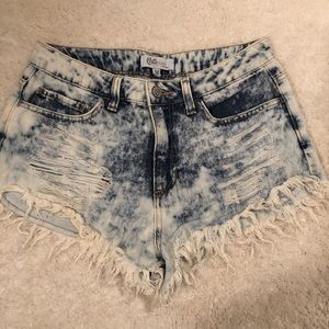 High waisted jean shorts